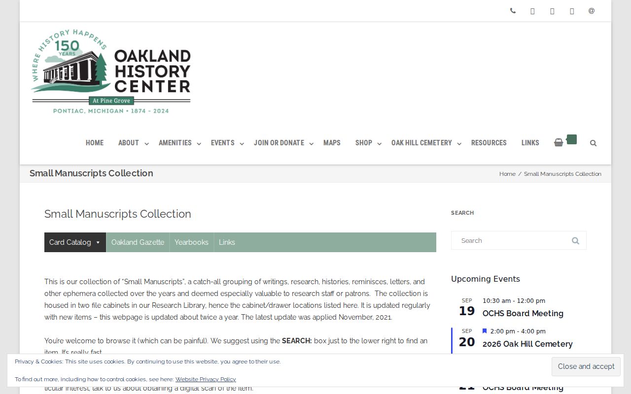 Lyon Township city directory history supported by OCPHS manuscript folders